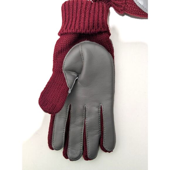 Vtg English Village Ladies Acrylic Knit Driving Gloves Gray Burgundy M/L Sears - Picture 4 of 8